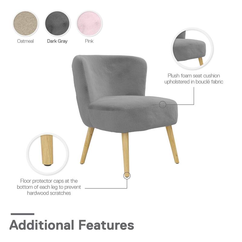 Avenue Greene Eden Boucle Kids Accent Chair with Natural Legs