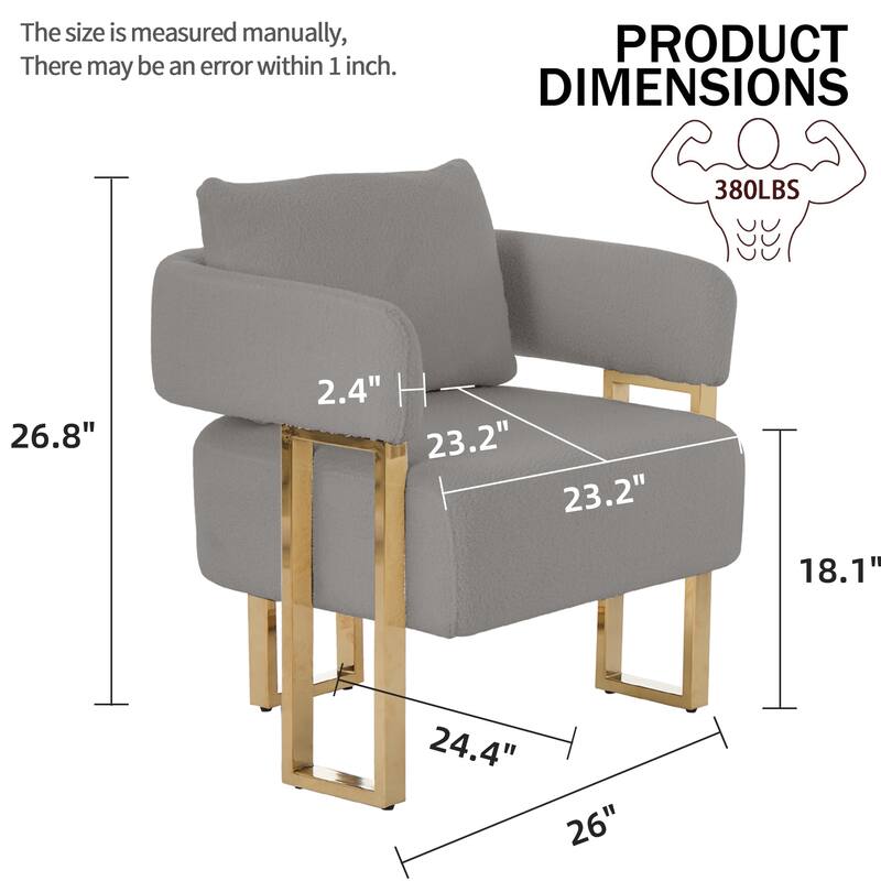 Decorative Chair Side Chair Grey Padded Chair with Metal Legs, Reading Chair Vanity Chair for Living Room