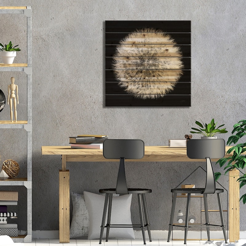 Dandelion on Black I Print On Wood by Aledanda - Multi-Color