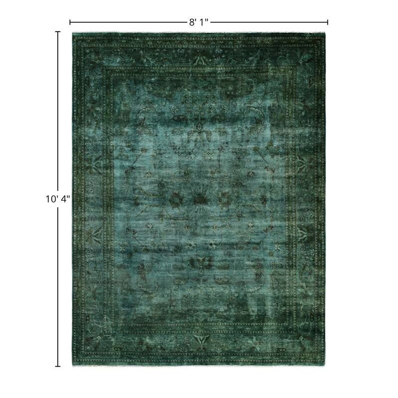 Overdyed One-of-a-Kind Hand-Knotted Area Rug - Green - 8' 1" x 10' 4"