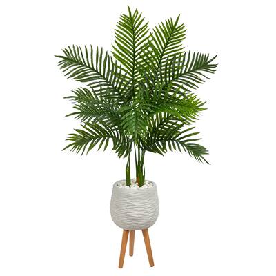 52" Areca Palm Artificial Tree in White Planter (Real Touch) - 19"