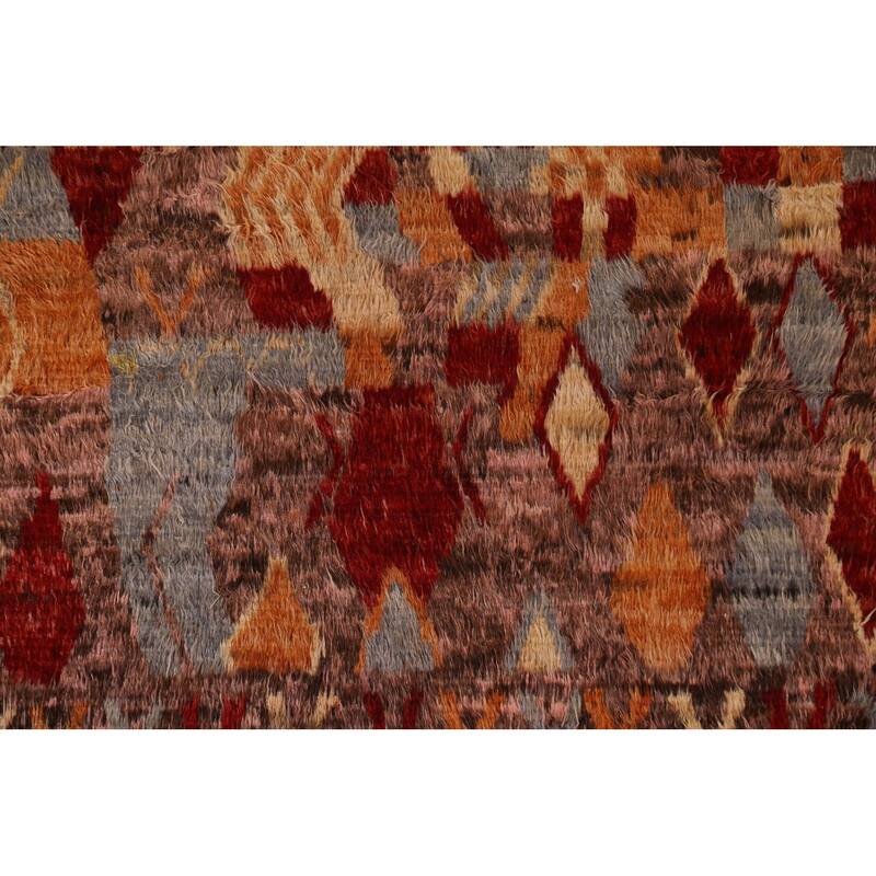 Hand Knotted Oriental 100% Wool Carpet Modern Tribal Pink Moroccan Area Rug - 7' 9'' X 5' 4''