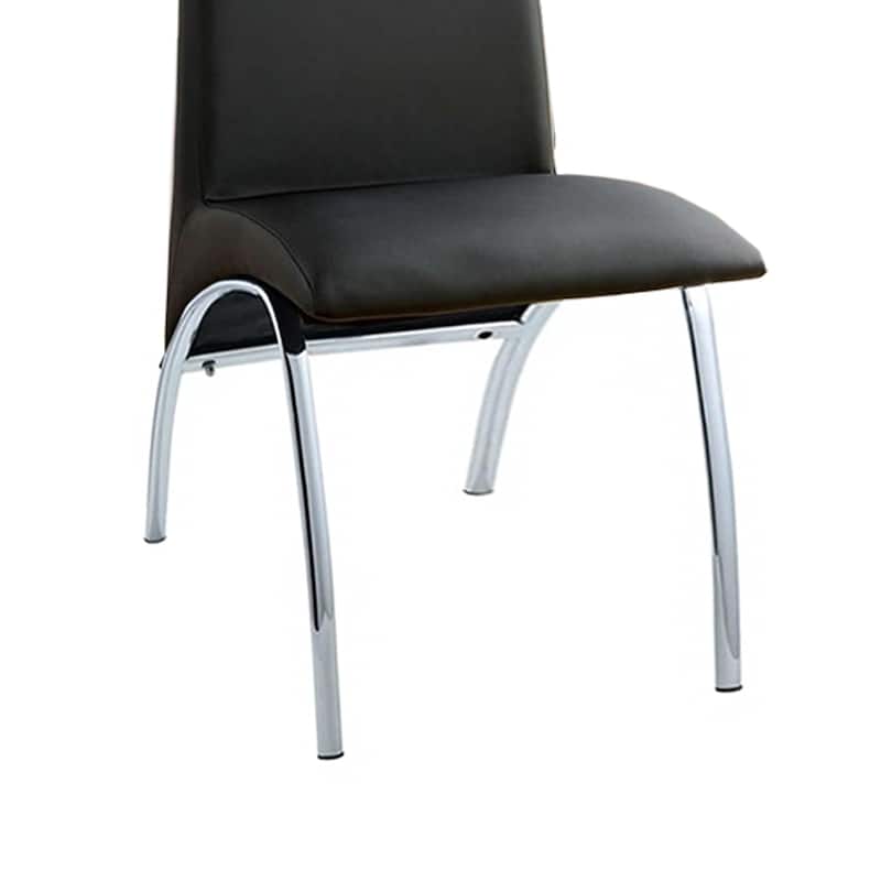2PCS Leatherette Upholstered Side Chairs with Chrome Legs