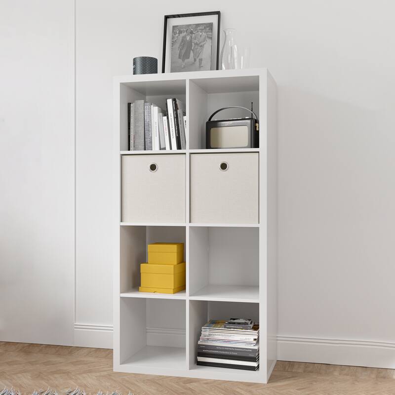Smart Cube 8-Cube Organizer Storage with Opened Back Shelves,2 X 4 Cube Bookcase Book Shleves - White