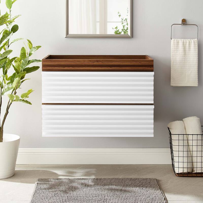 Render 30" Wall-Mount Bathroom Vanity (Sink Basin Not Included) - White Walnut