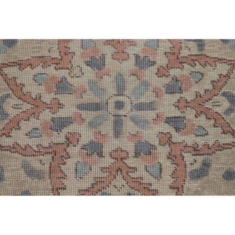 Tabriz Persian Area Rug Handmade Traditional Beige Floral Wool Carpet - 8'0"x 10'11"