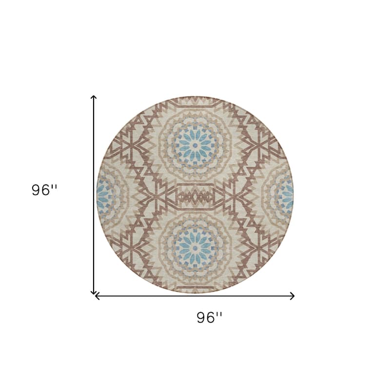 HomeRoots Floral Medallion Transitional Rectangle Outdoor Rug