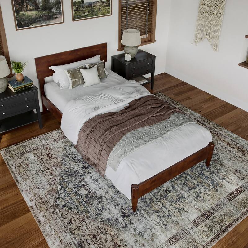 Aria Solid Wood Modern Low Profile Platform Bed