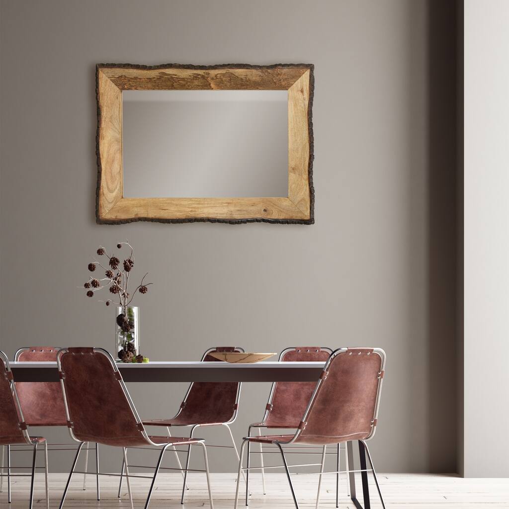 Lamont River of Goods Rectangular Brown and Tan Wood and Glass Wall Mirror - 39" x 1.25" x 28"