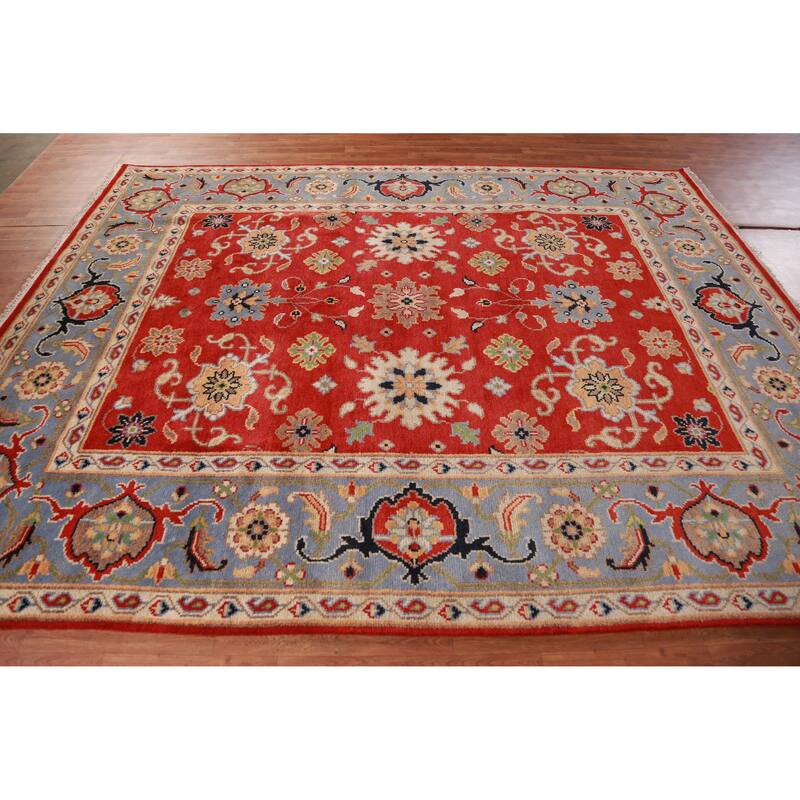 Hand Knotted Oriental 100% Wool Carpet Traditional Floral Red Heriz (serapi) Area Rug - 10' 0'' X 7' 11''