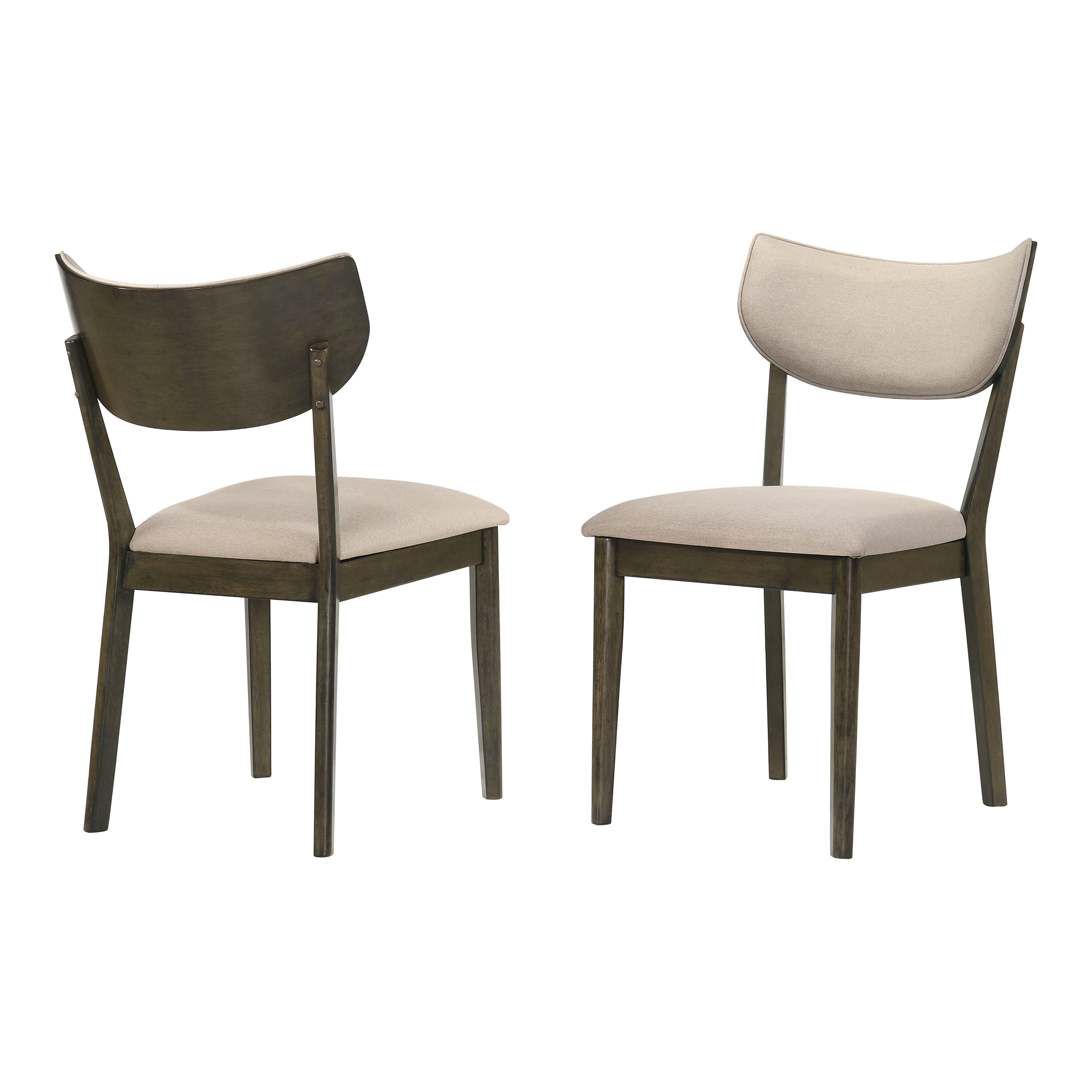 Furniture of America Valtier Mid-Century Modern Dark Walnut Wood Beige Upholstered Dining Chair (Set of 2)