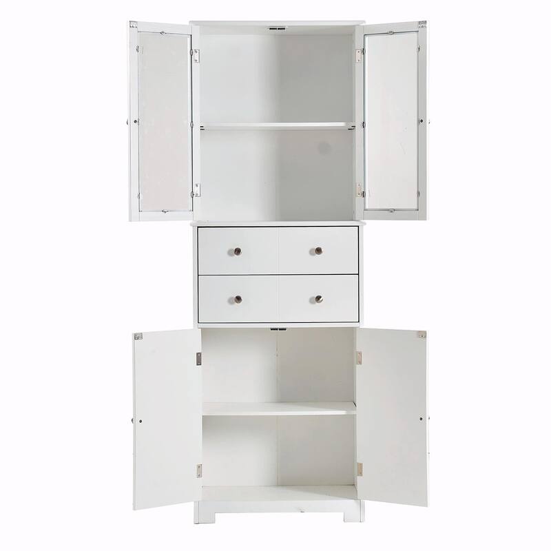67" Tall Kitchen Pantry Cabinet with Doors, Shelves, and Drawer - Large Food Cupboard Storage