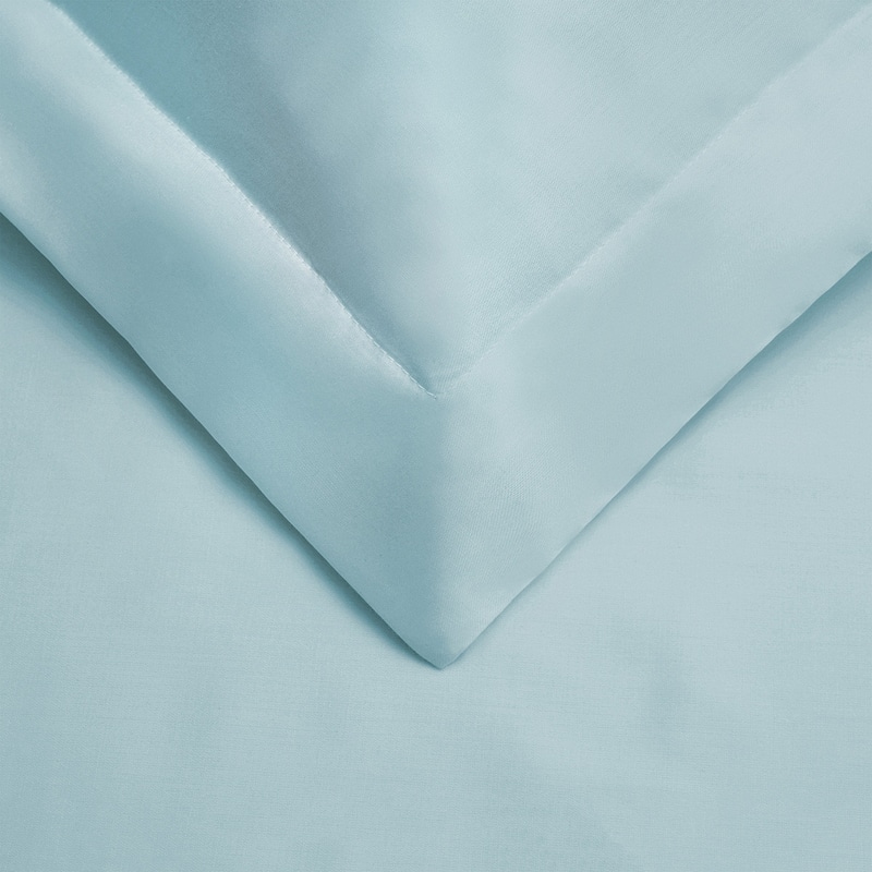 HomeRoots Light Blue Queen Cotton Blend 300 Thread Count Washable Duvet Cover Set