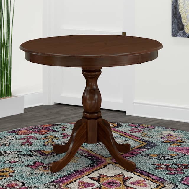 East West Furniture Round Small Dining Table with Pedestal Base (Finish Options) - AMT-MAH-TP