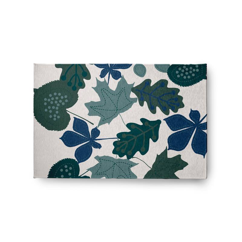 Fall Leaves Fall Design Chenille Area Rug - 4' x 6' - Green