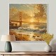 preview thumbnail 8 of 14, Designart "Yellow White Sunset Golden Gate Bridge San Francisco" San Francisco Framed Wall Art Industrial Wall Decor Art 16 in. W x 16 in. H - White
