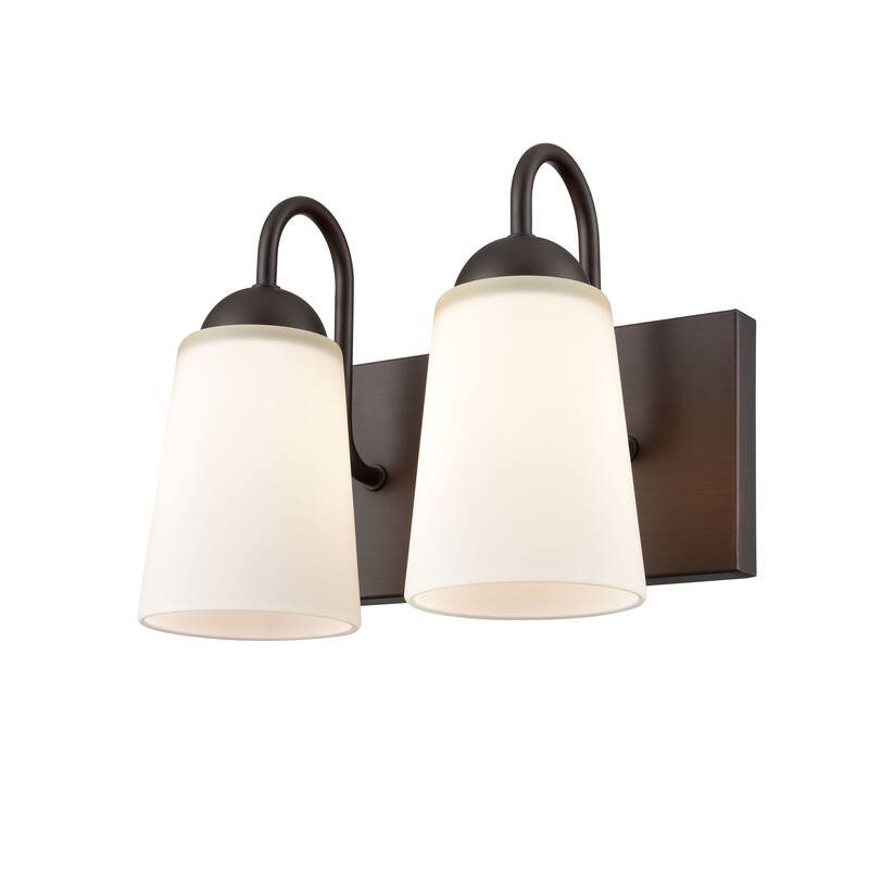Millennium Lighting Ivey Lake 2 Light Bathroom Vanity Fixture in Multiple Finishes with Frosted Glass Shades