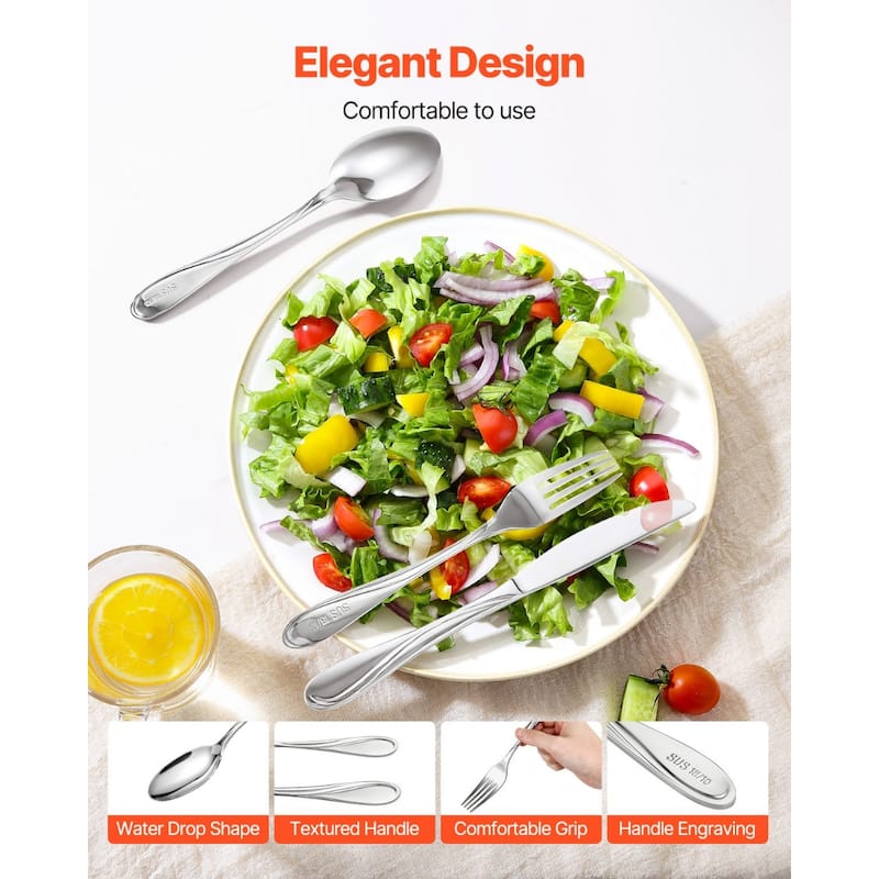 Stainless Steel Dishwasher Safe Silverware Flatware Utensil Set for Home Kitchen and Events