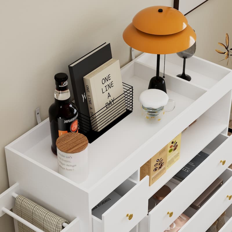 White Dresser with 4 Drawers & 1 Cabinet Double Dresser Changing Table