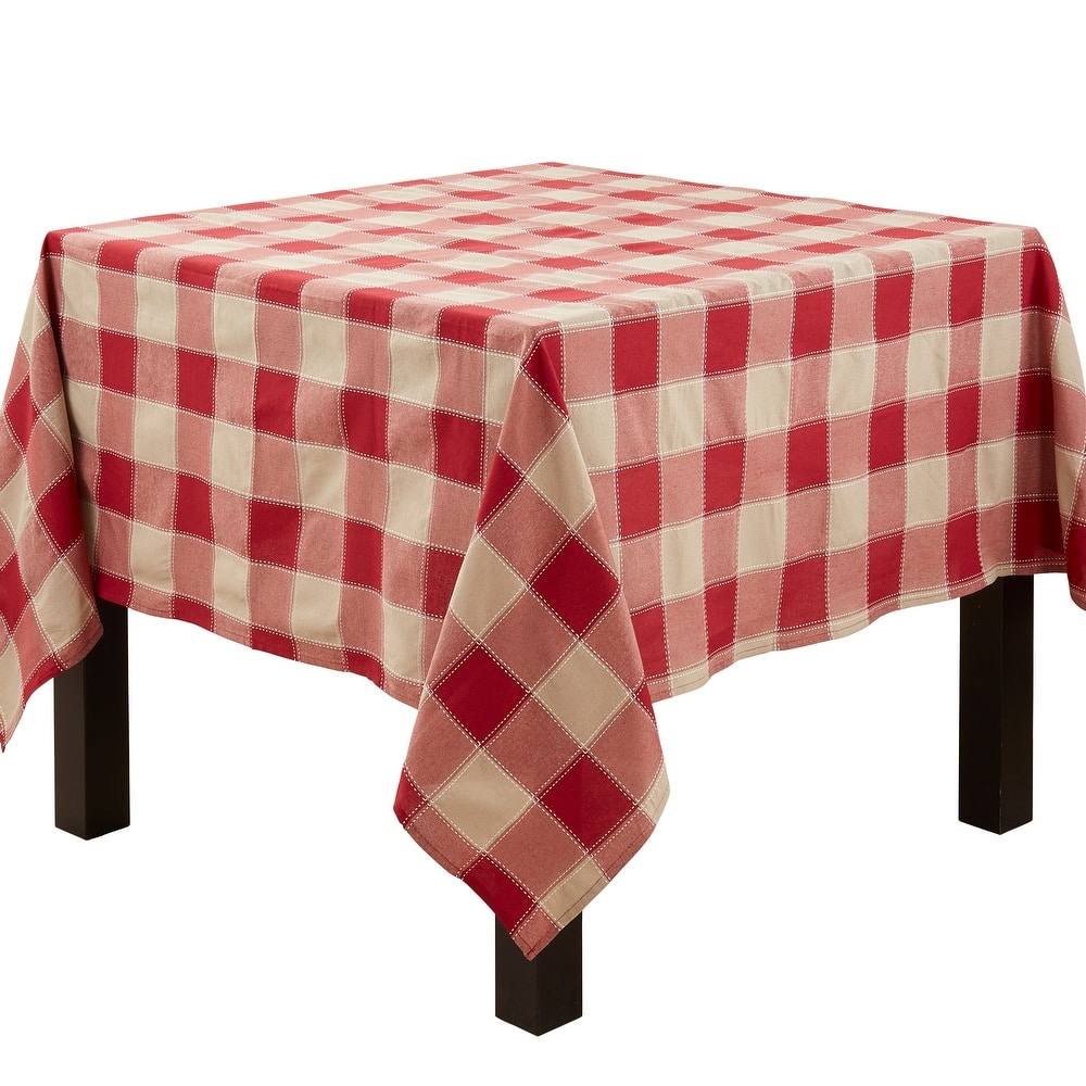 Stitched Design Plaid Tablecloth