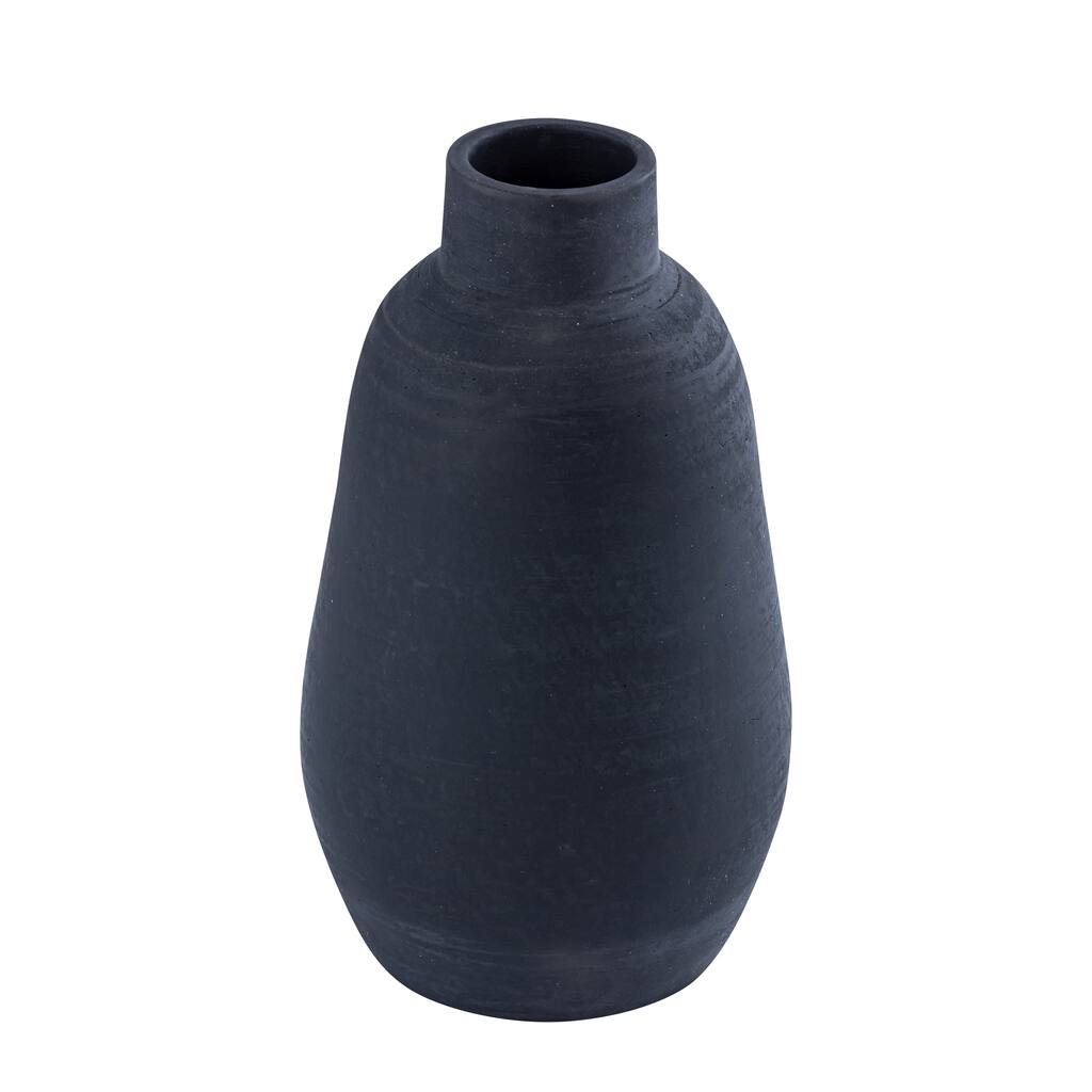 Black Terracota Bottle Vase - Black