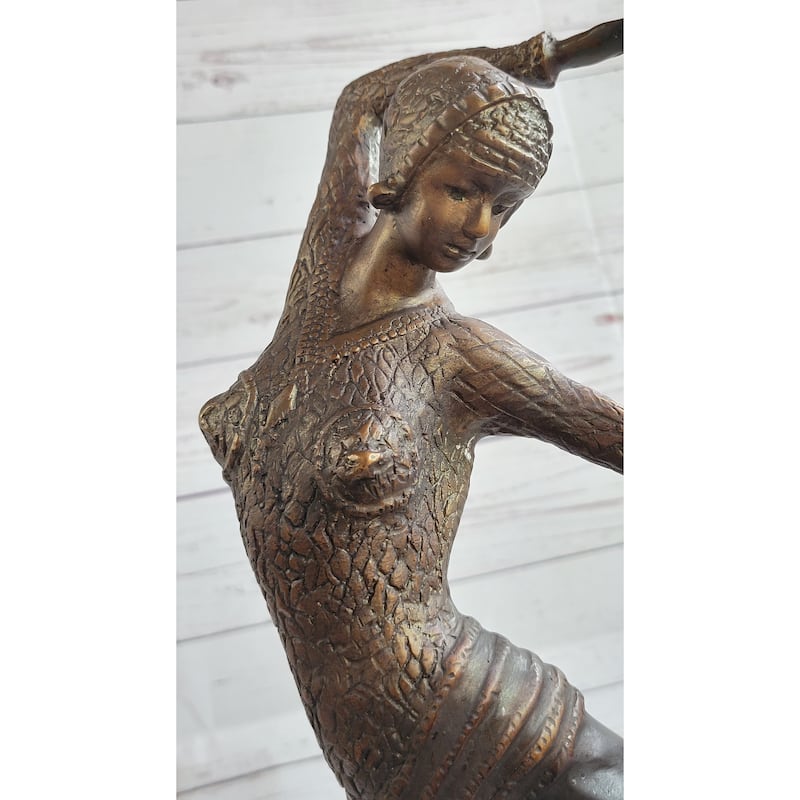 Art Deco Russian Dancer Girl Chiparus Bronze Statue Sculpture Decor Marble Base