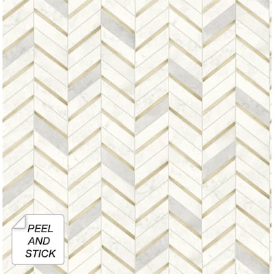 NextWall Chevron Marble Tile Peel and Stick Wallpaper