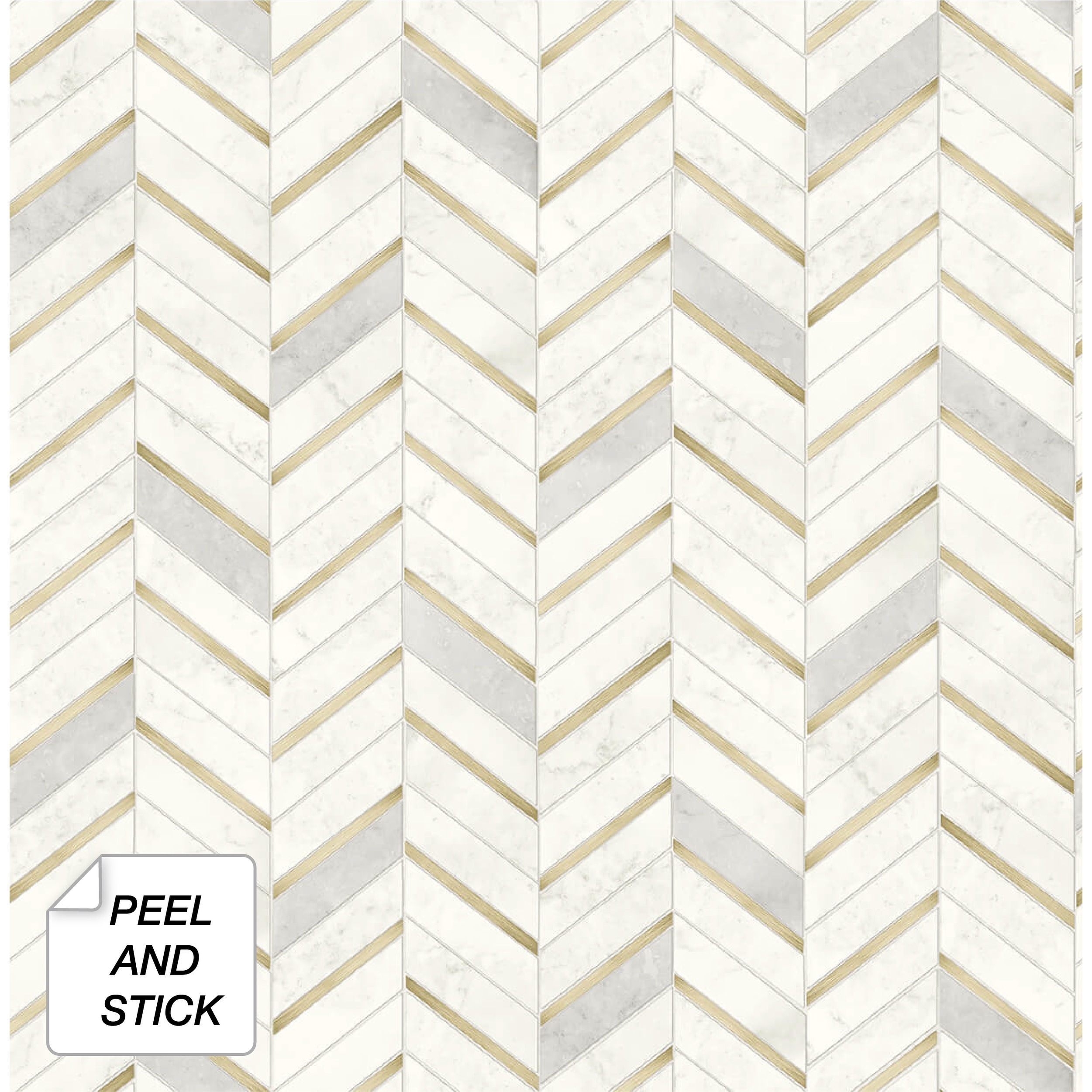 NextWall Chevron Marble Tile Peel and Stick Wallpaper