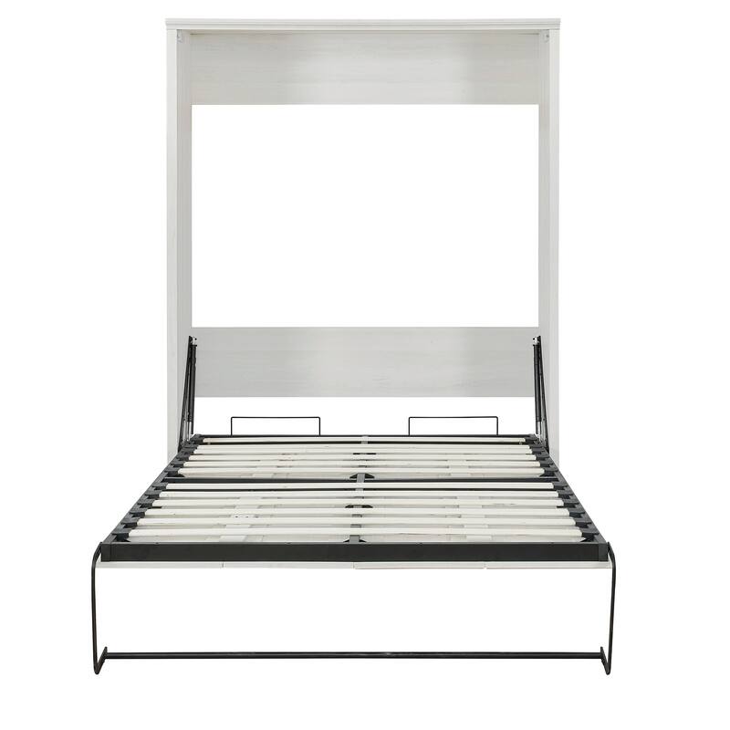 Half Self-Close and Open Murphy Bed with 2 Side Cabinet Storage Shelf