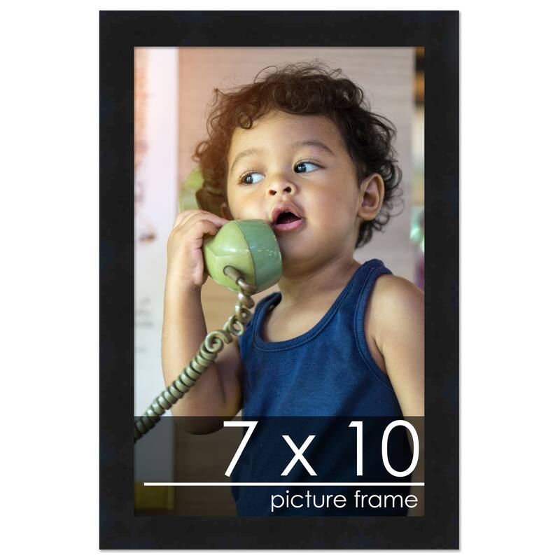 7x10 Contemporary Black Wood Picture Frame - UV Acrylic, Foam Board Backing, & Hanging Hardware Included! - Black