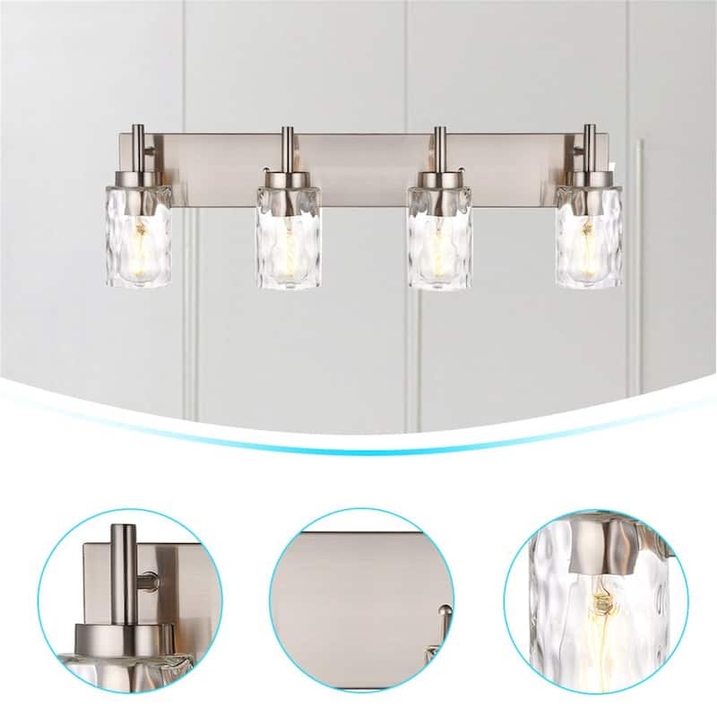 4-Light Vanity Light with Hammered Glass
