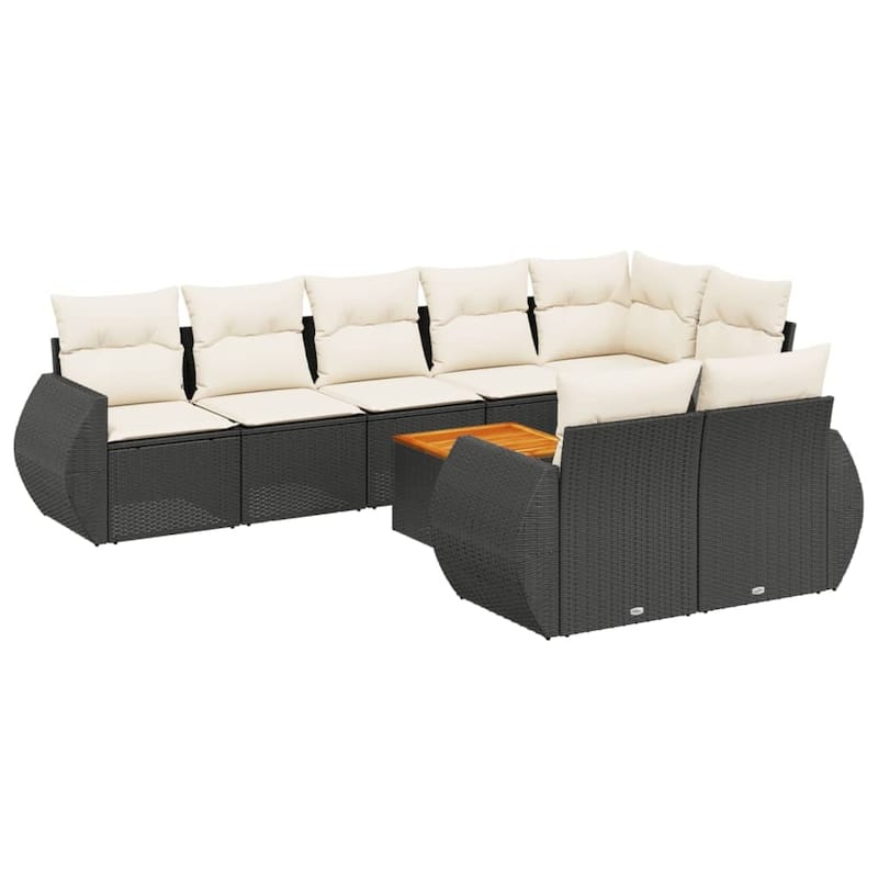 vidaXL Patio Sofa Set with Cushions Outdoor Furniture 9 Piece Poly Rattan - 21.7 x 21.7 x 14.6