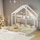 preview thumbnail 1 of 7, Kids and Baby Twin Size Platform Beds,2 Shared Beds With Shelves And Guardrail White
