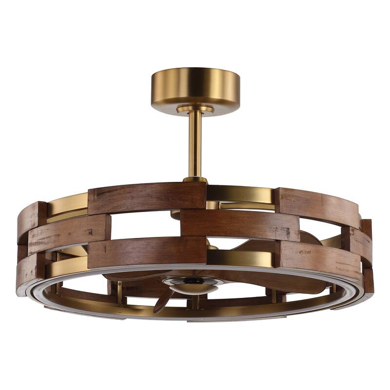 Ceiling Fan 28" Perimost 3-Blade Farmhouse Gold LED