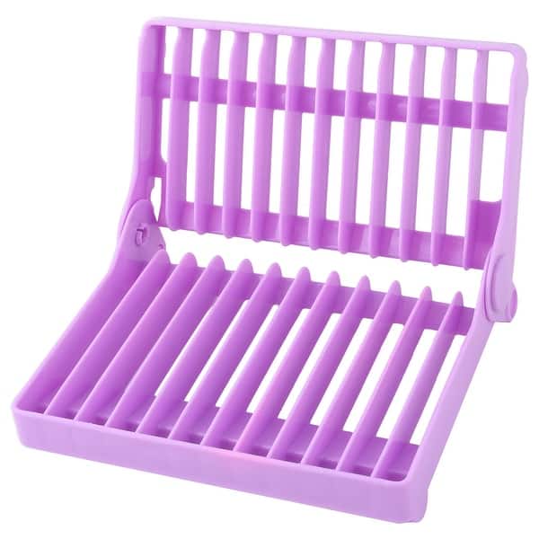 Pink Plastic Plate Dish Drainer Kitchen Drying Rack With Removable Dripping  Tray
