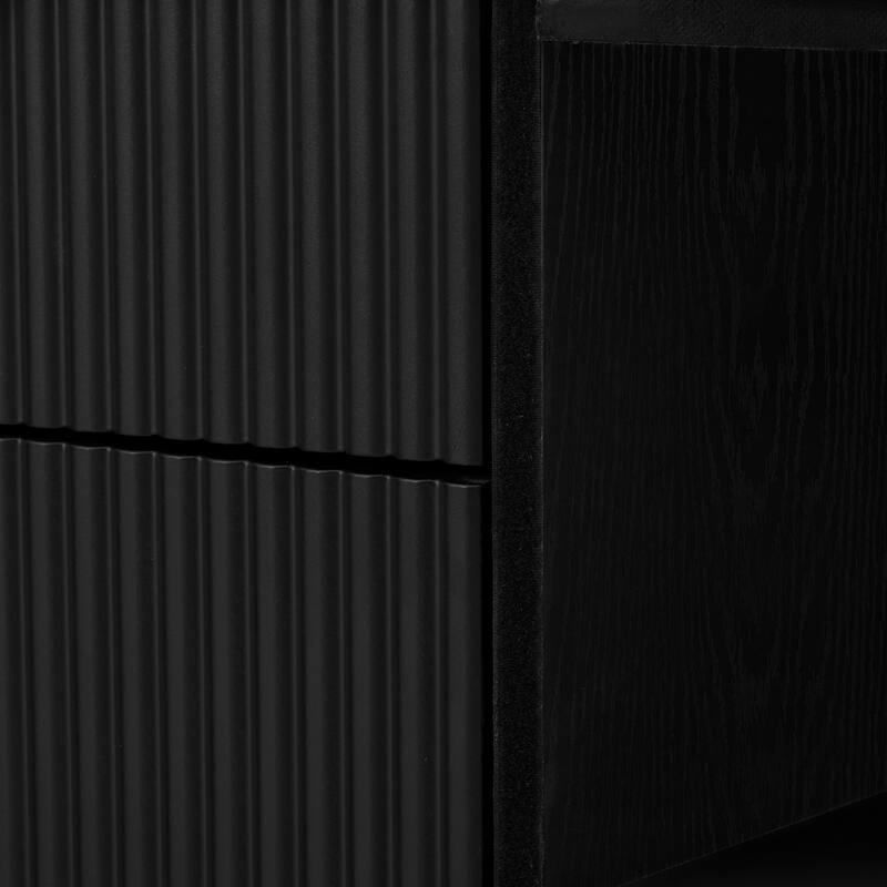 Buffet Cabinet with Side Door & 3-Tier Shelves, Storage Cabinet with 2 Doors & 2 Drawers, Freestanding Stripe Accent Cabinet