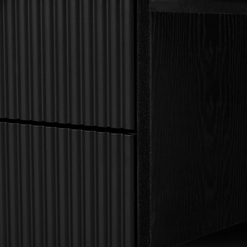 Modern 55.1" Storage Cabinet with Curved Doors, 2 Drawers & Side Shelves, Stripe MDF Buffet Console Table