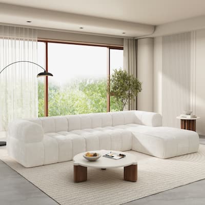 122" L-Shaped Sectional Sofa with Chaise Lounge - High-Density Sponge Cushions, 2-Piece Set, Right-Hand Facing, Fully Assembled