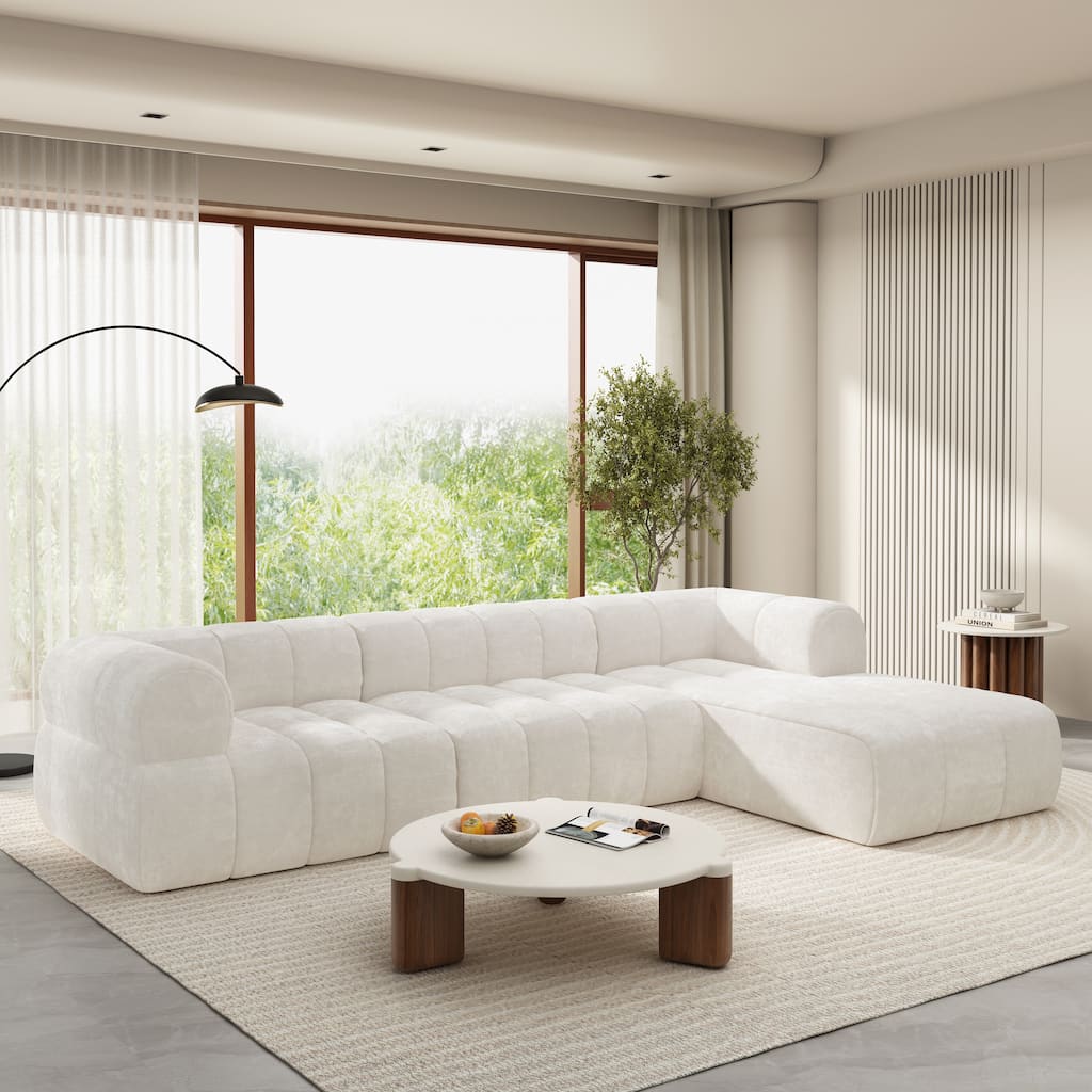 122" L-Shaped Sectional Sofa with Chaise Lounge - High-Density Sponge Cushions, 2-Piece Set, Right-Hand Facing, Fully Assembled