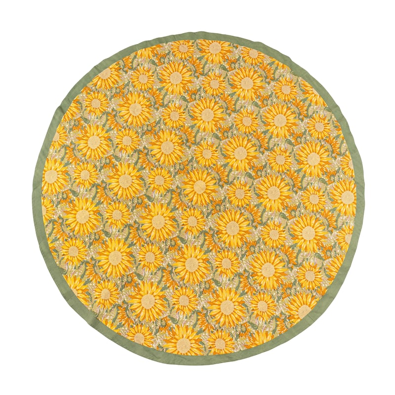 Couleur Nature Sunflower 70-inch Round Tablecloth - Green