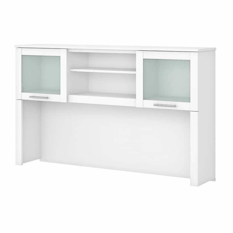 Bush Furniture Somerset Ash Gray 60W Hutch for L Shaped Desk - 59.09"L x 12.50"W x 35.69"H