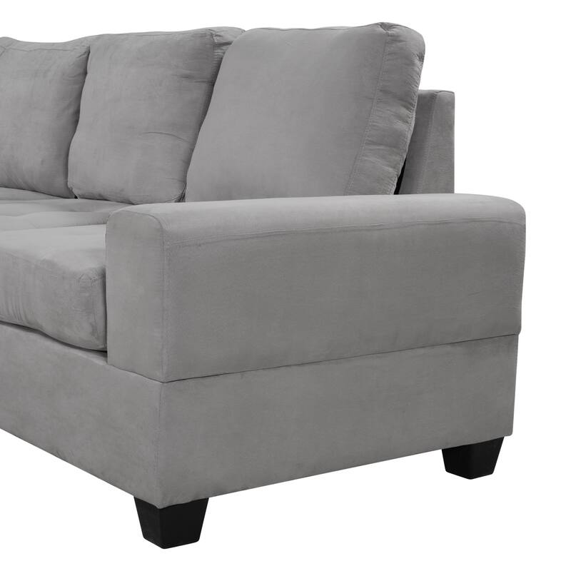 Modern Sectional Sofa with Reversible Chaise, L Shaped Couch Set with Storage Ottoman and Two Cup Holders