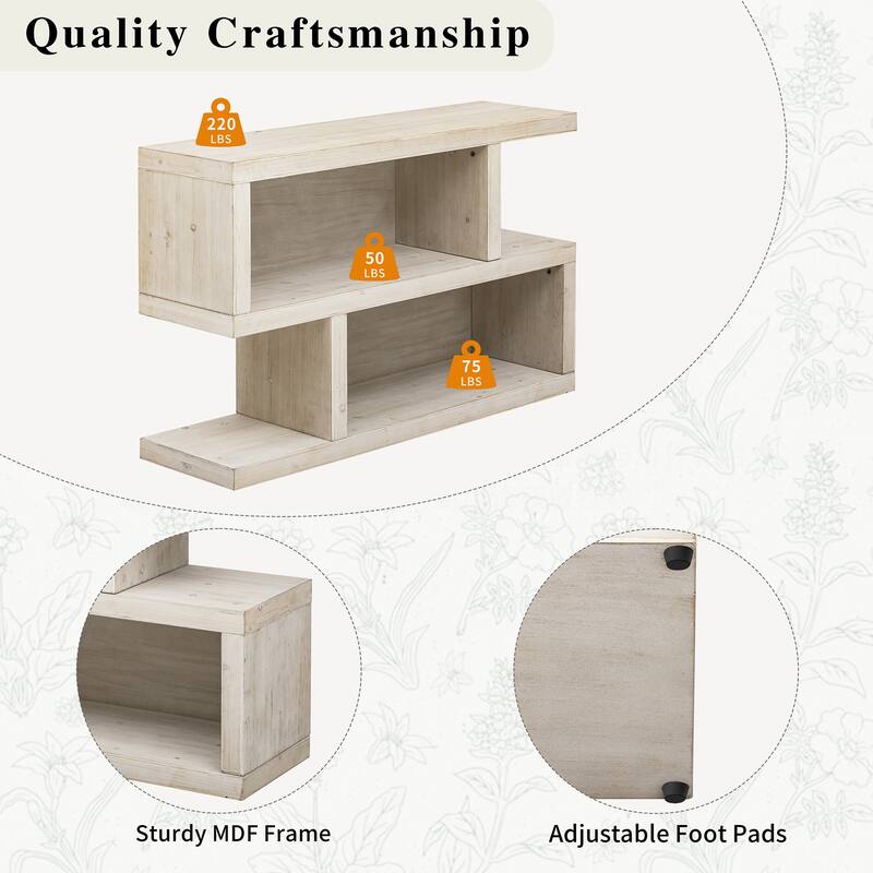 Symmetrical 2-Tier Open Shelf Retro Console Table