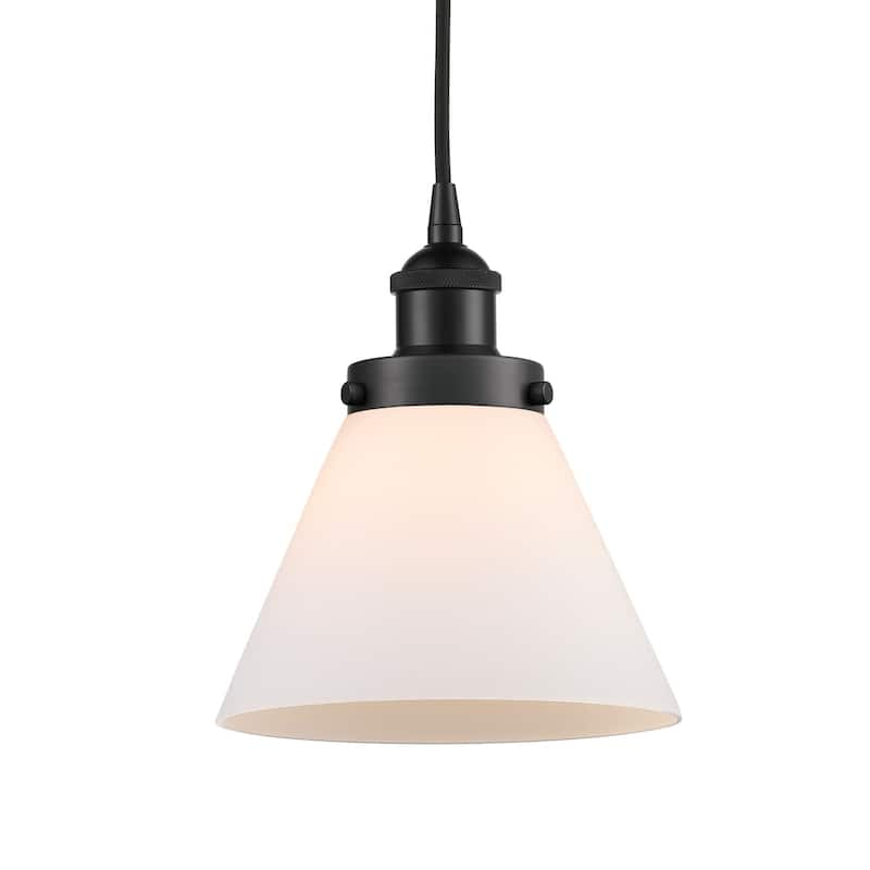 Innovations Lighting 616-1PH-10-8 Cone Pendant Cone 8" Wide Mini - Matte Black / Matte White