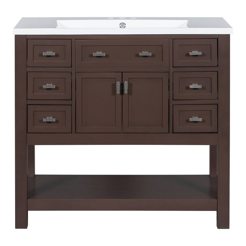 36'' Freestanding Bathroom Vanity Set with Integrated Ceramic Sink and Drawers - 36'' X 34''