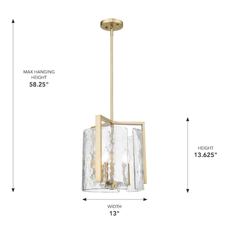 Aenon 13" Wide 3-Light Pendantwith Hammered Water Glass