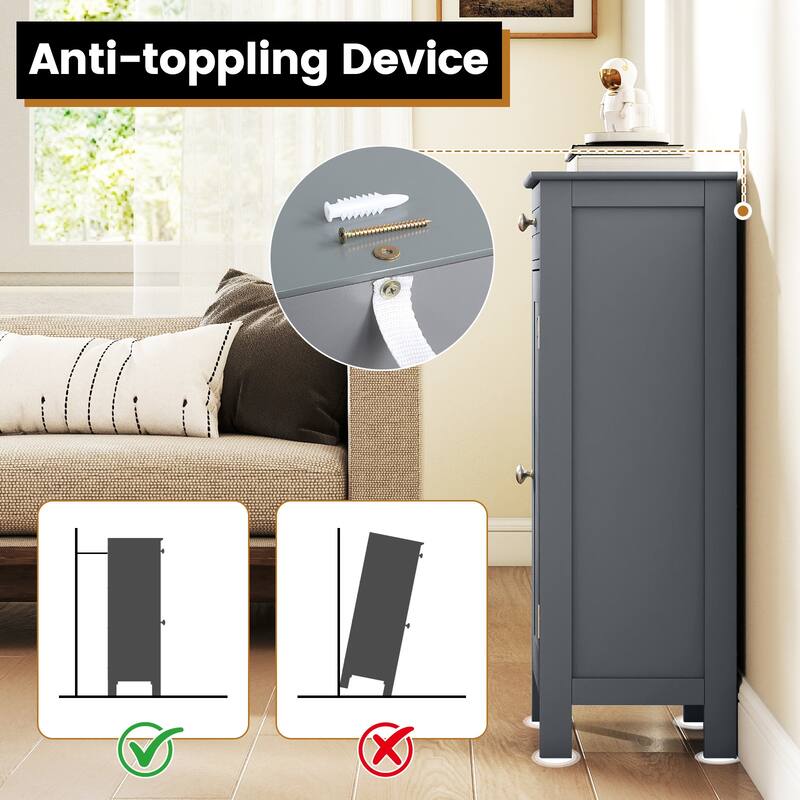 Costway Bathroom Floor Cabinet Storage Organizer Free-Standing with - See details