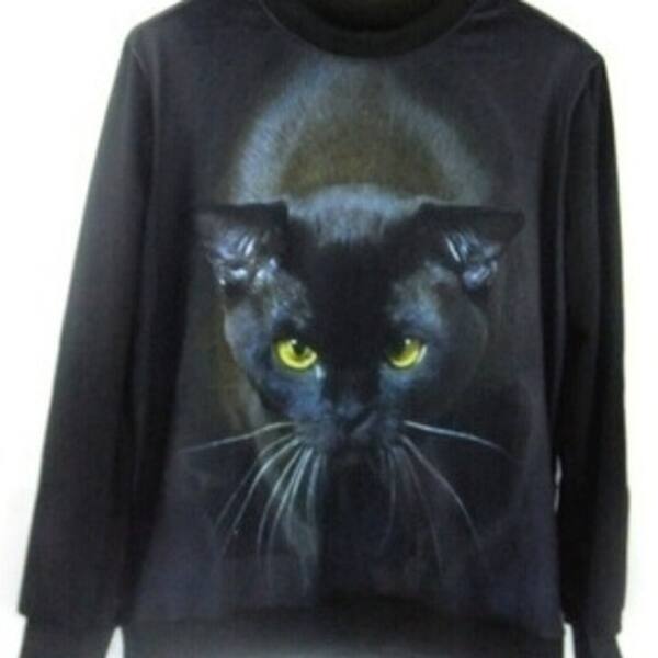 Shop Fashion Harajuku Style Sweatshirts 3d Galaxy Black Cat Face