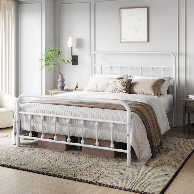 Yaheetech Classic Iron Bed Metal Bed Frames with High Headboard