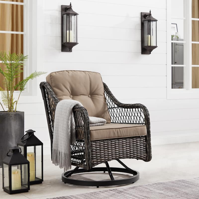 Corvus Vasconia Outdoor Hand-Woven Resin Wicker Swivel Chair
